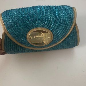 TEAL, WOVEN, HANDBAG, CLUTCH
